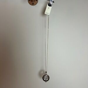 V Tree of Life Magnifying Glass Pendant Necklace Silver Tone Abalone VNK7030 AG